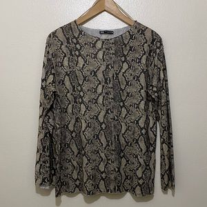 Zara Snakeskin Print Long Sleeve Shirt